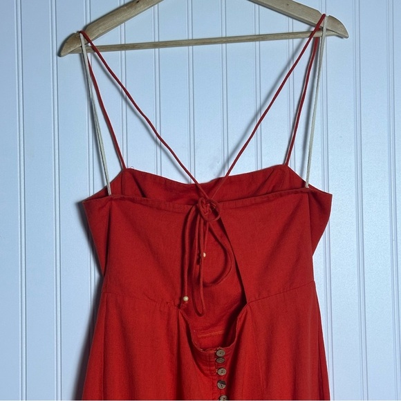 Free People Francesca Midi Dress Size XL NWT Open, tie-back side slit unlined - Picture 10 of 14